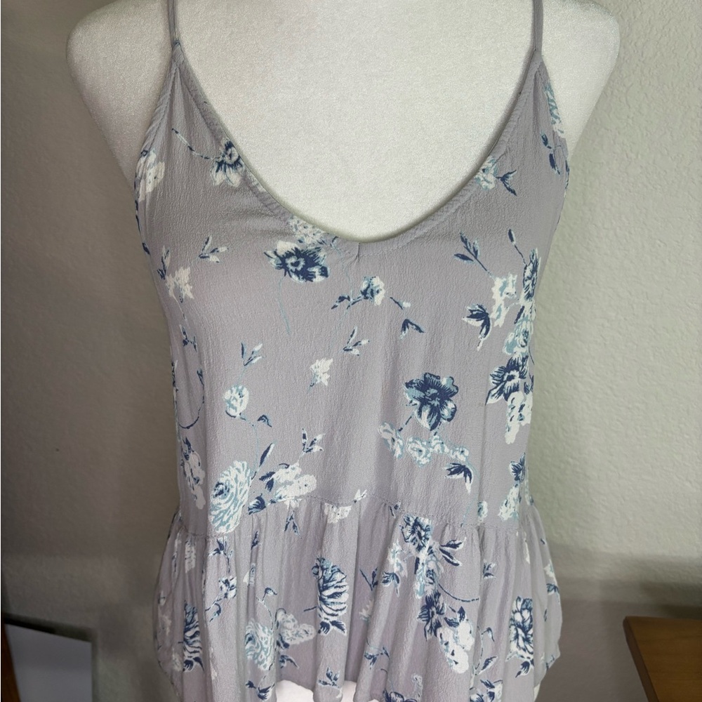 UO Floral Blue/Gray Spaghetti Strap Top